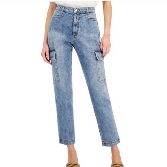 INC International Concepts High Rise Cargo Jeans - Picture 1 of 10